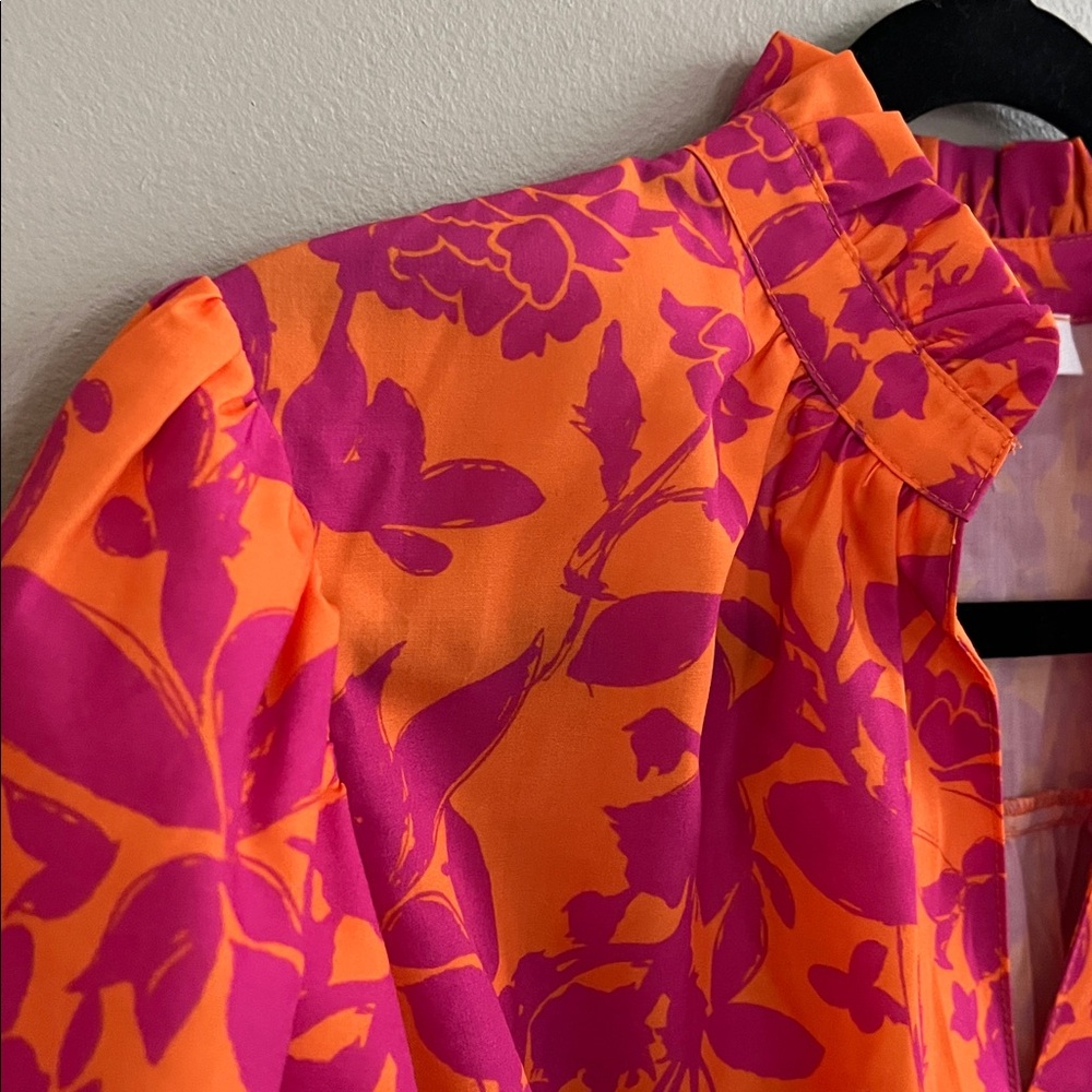 THML Living The Dream Orange & Pink Floral Mini Dress size medium - Picture 8 of 16